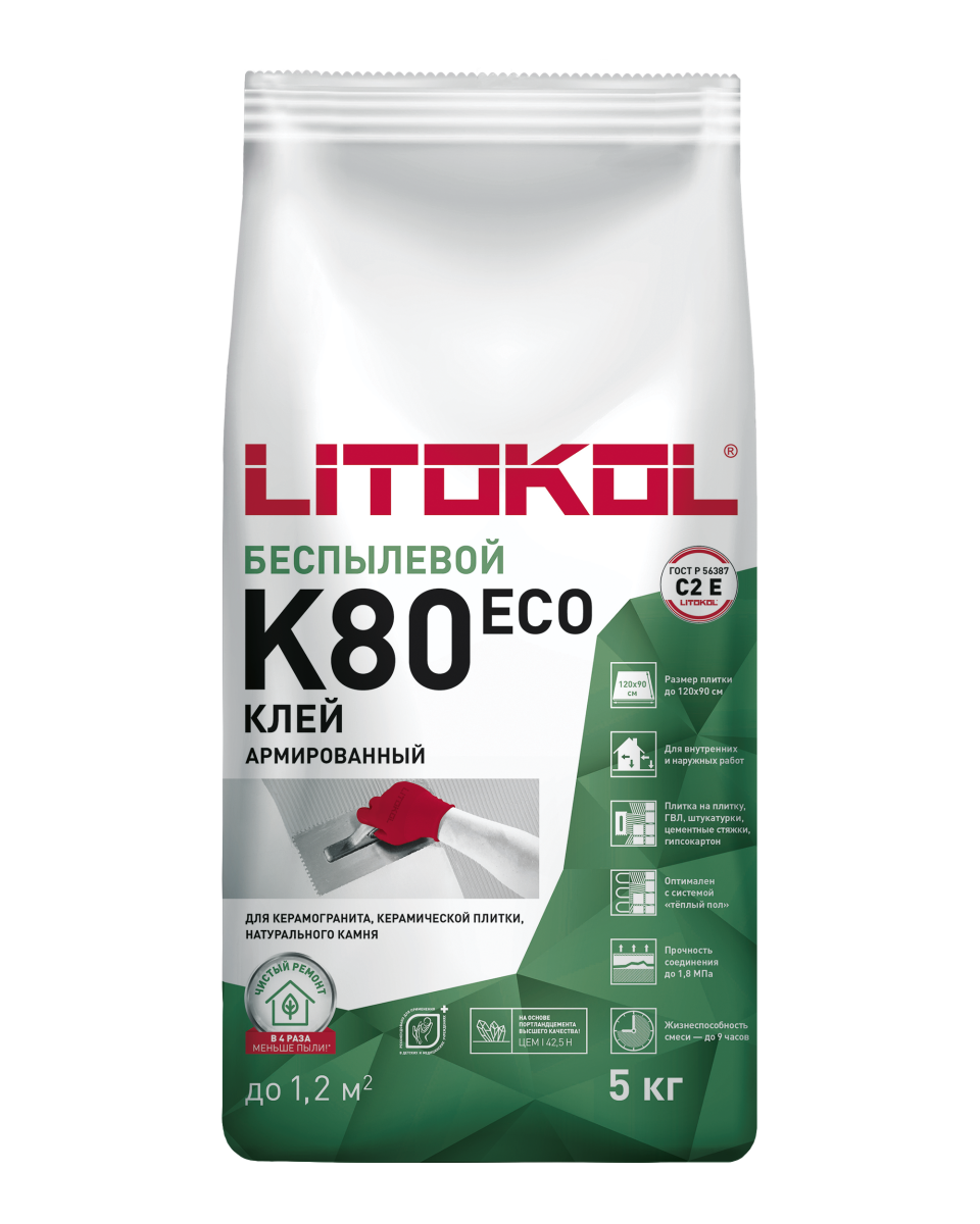 Купить LITOFLEX K80 ECO серый-клеевая смесь 5kg bag в Воронеже