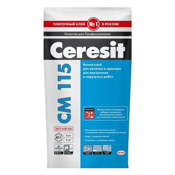 Купить Ceresit CM115/5кг Белый Плиточный клей для мозаики и мрамора, РФ в Новосибирске