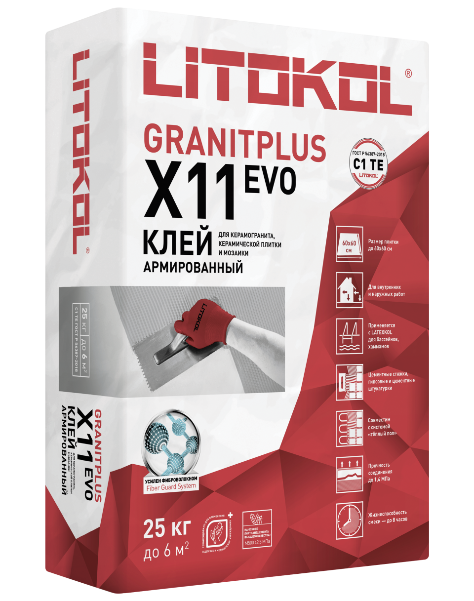 Купить LitoKol X11 EVO серый-клеевая смесь 25kg bag в Воронеже