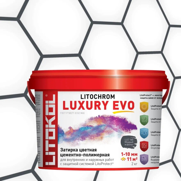 Купить LITOCHROM LUXURY EVO LLE 140 мокрый асфальт 2kg bucket в Белгороде-1