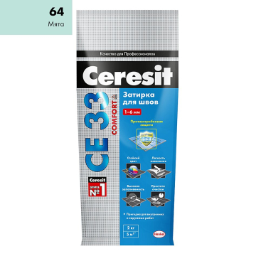 Купить Ceresit CE33/2кг Затирка для швов 1-6 мм внутри и снаружи Мята 64, РФ в Новосибирске